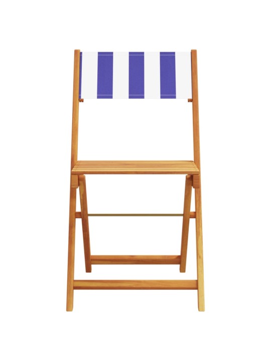 3dílný bistro set modrý a bílý textil a masivní dřevo