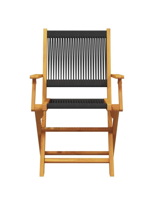 3dílný bistro set černý polypropylen a masivní dřevo