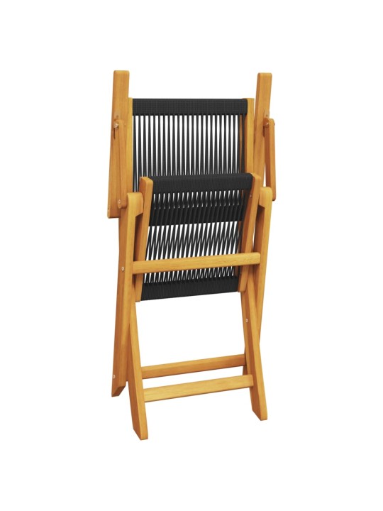 3dílný bistro set černý polypropylen a masivní dřevo