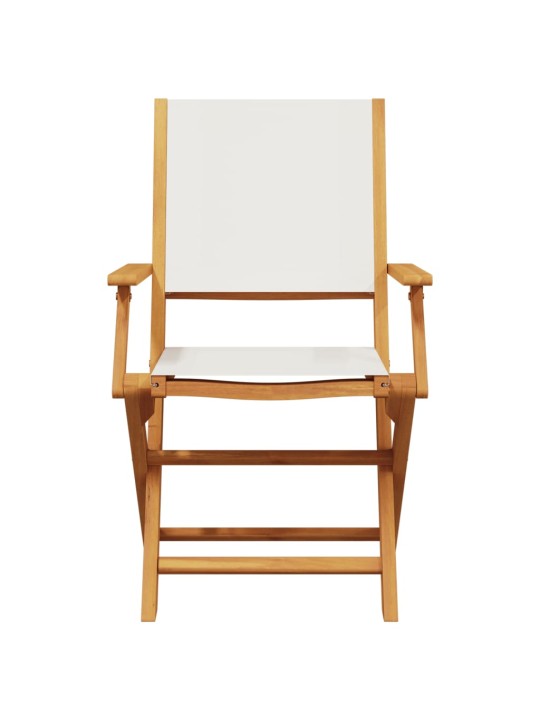 3dílný bistro set krémově bílý textil a masivní dřevo