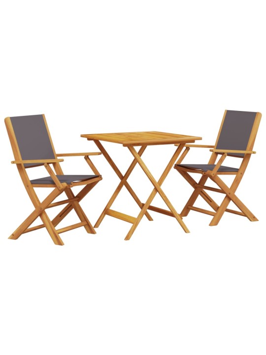 3dílný bistro set antracitový textil a masivní dřevo