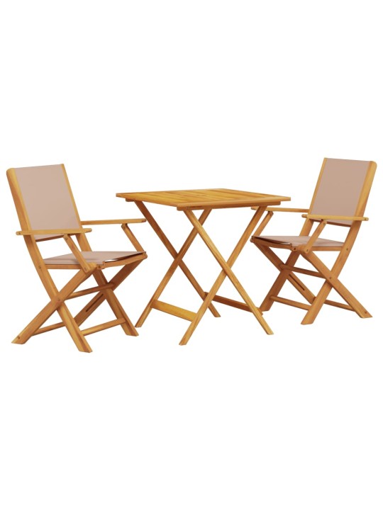 3dílný bistro set taupe textil a masivní dřevo