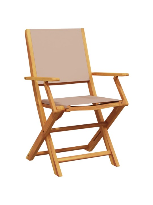 3dílný bistro set taupe textil a masivní dřevo