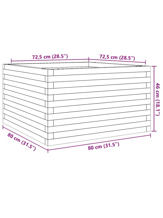 Zahradní truhlík 80 x 80 x 46 cm impregnované borové dřevo