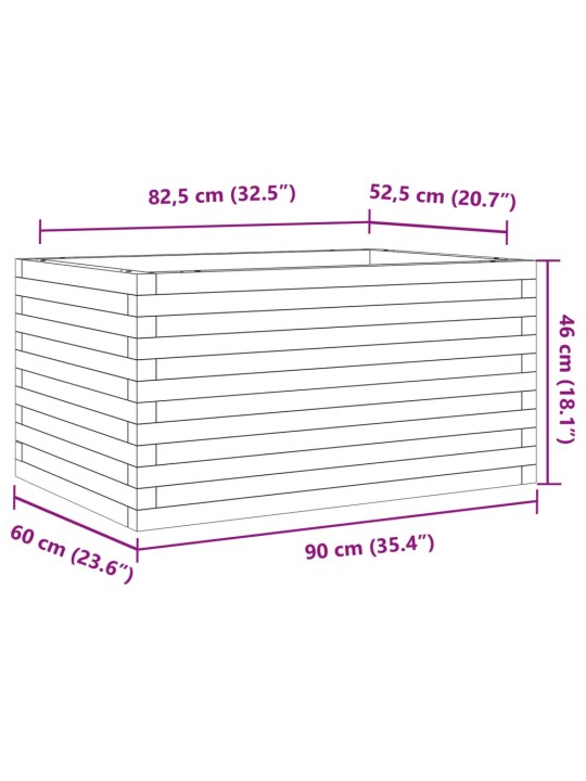 Zahradní truhlík 90 x 60 x 46 cm masivní borové dřevo