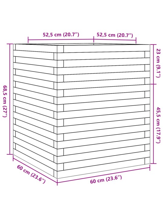 Zahradní truhlík 60 x 60 x 68,5 cm impregnované borové dřevo