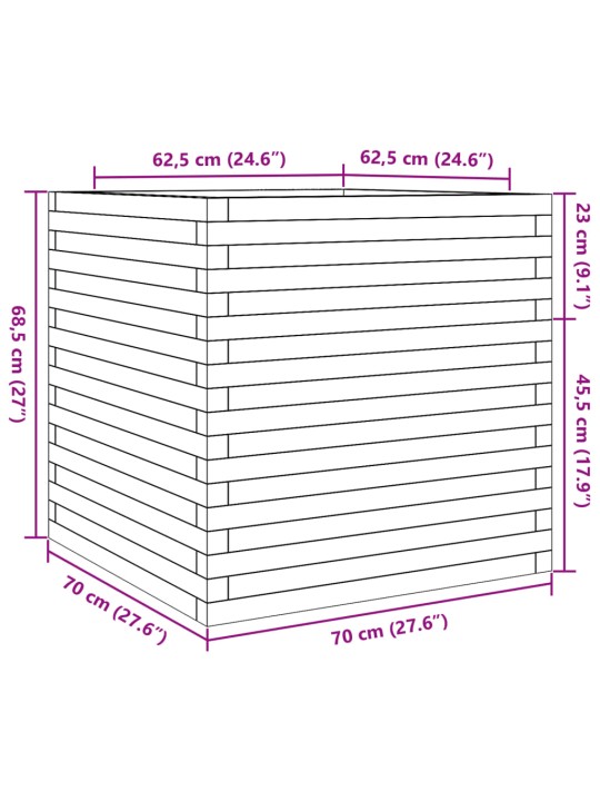 Zahradní truhlík 70 x 70 x 68,5 cm masivní borové dřevo