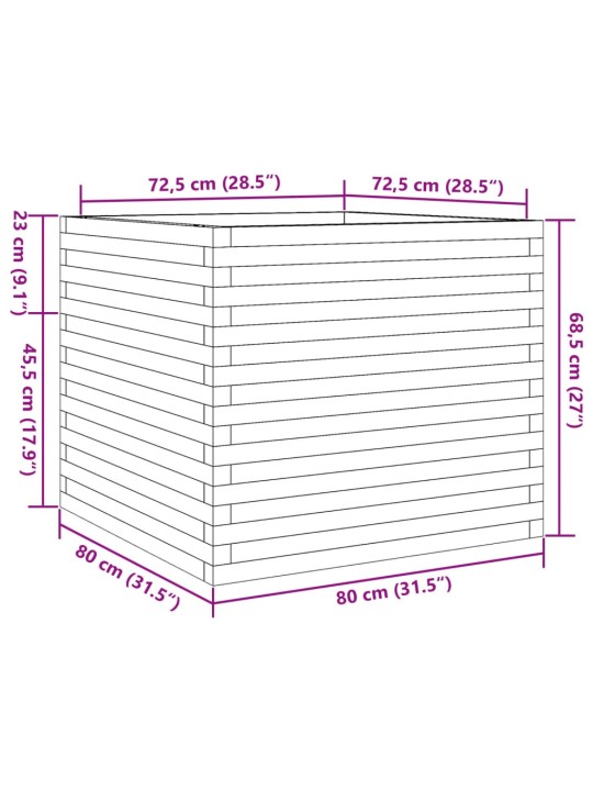 Zahradní truhlík 80 x 80 x 68,5 cm masivní borové dřevo