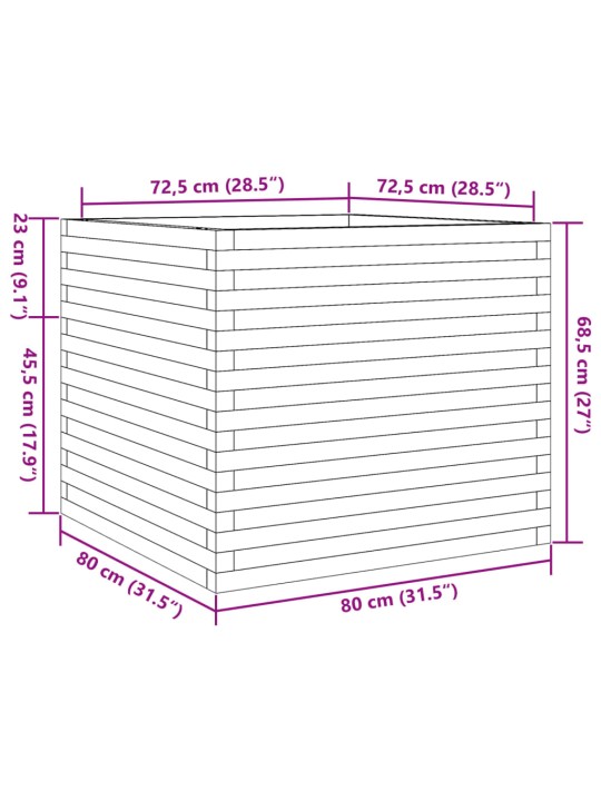 Zahradní truhlík 80 x 80 x 68,5 cm impregnované borové dřevo