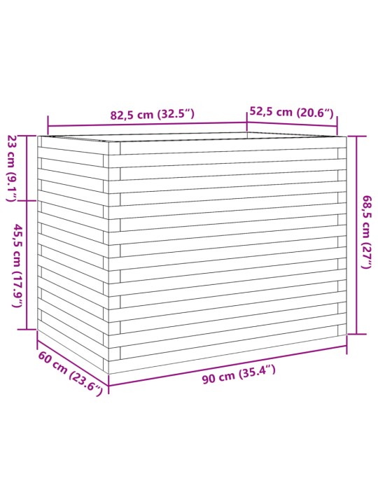 Zahradní truhlík 90 x 60 x 68,5 cm masivní borové dřevo