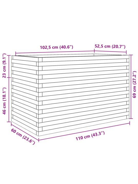Zahradní truhlík 110 x 60 x 68,5 cm masivní borovice