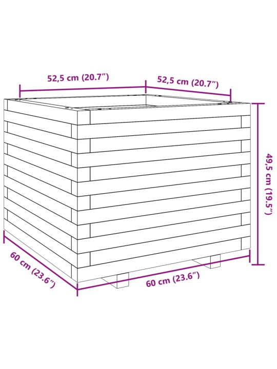 Zahradní truhlík 60 x 60 x 49,5 cm impregnované borové dřevo