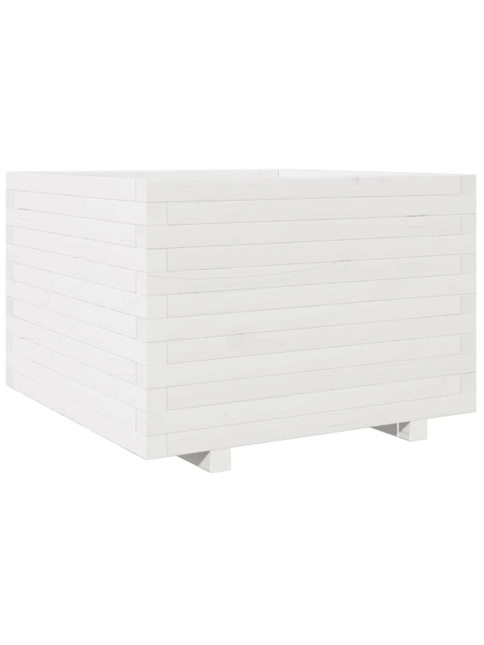 Zahradní truhlík bílý 70 x 70 x 49,5 cm masivní borové dřevo