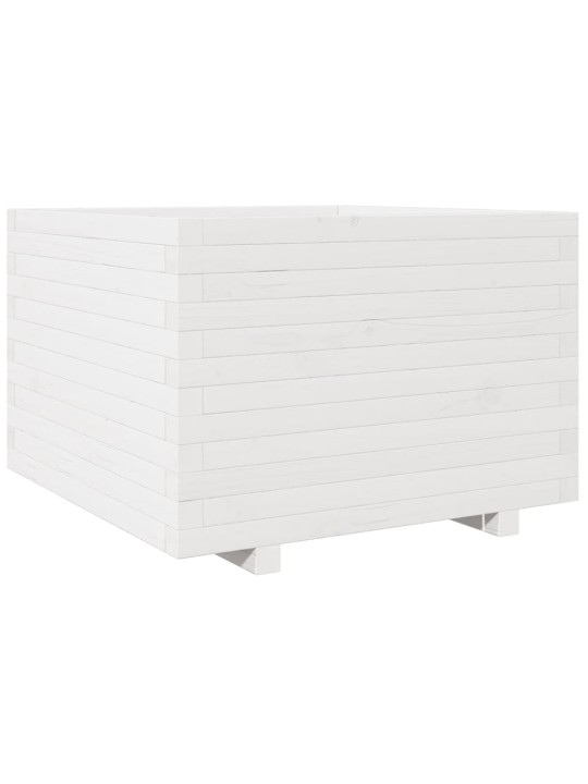 Zahradní truhlík bílý 70 x 70 x 49,5 cm masivní borové dřevo