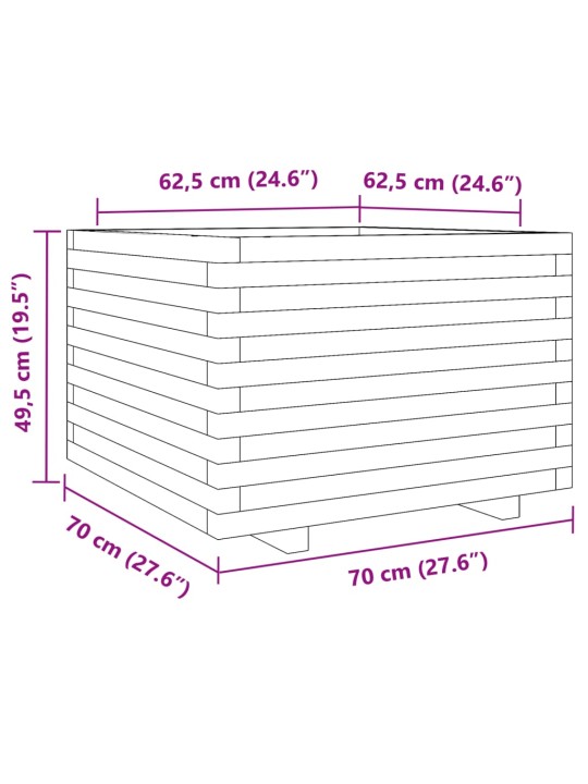 Zahradní truhlík 70 x 70 x 49,5 cm impregnované borové dřevo