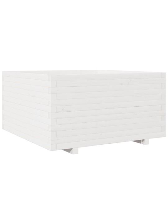 Zahradní truhlík bílý 90 x 90 x 49,5 cm masivní borové dřevo