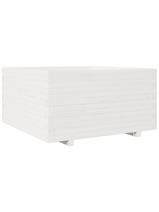 Zahradní truhlík bílý 90 x 90 x 49,5 cm masivní borové dřevo