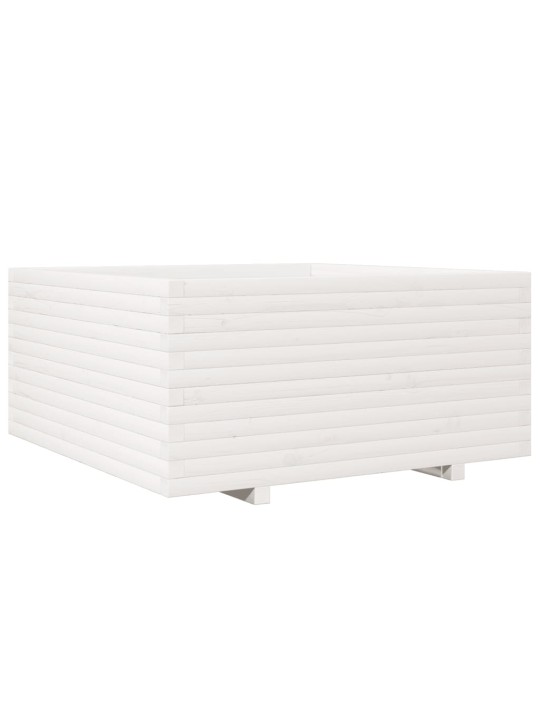 Zahradní truhlík bílý 100 x 100 x 49,5 cm masivní borové dřevo