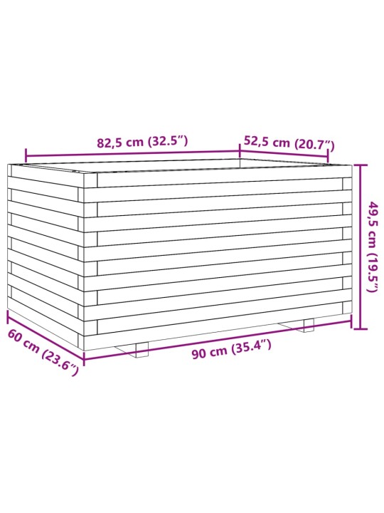 Zahradní truhlík 90 x 60 x 49,5 cm masivní borové dřevo