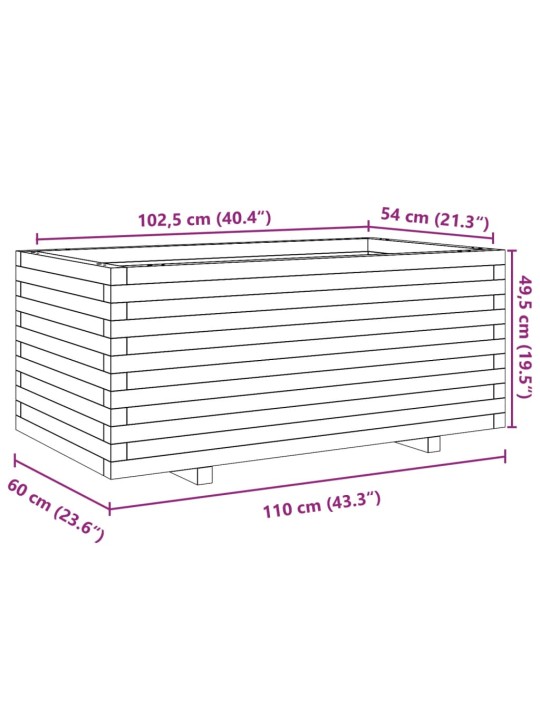 Zahradní truhlík 110 x 60 x 49,5 cm masivní borové dřevo