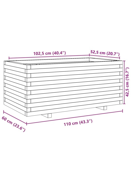 Zahradní truhlík 110 x 60 x 49,5 cm impregnované borové dřevo