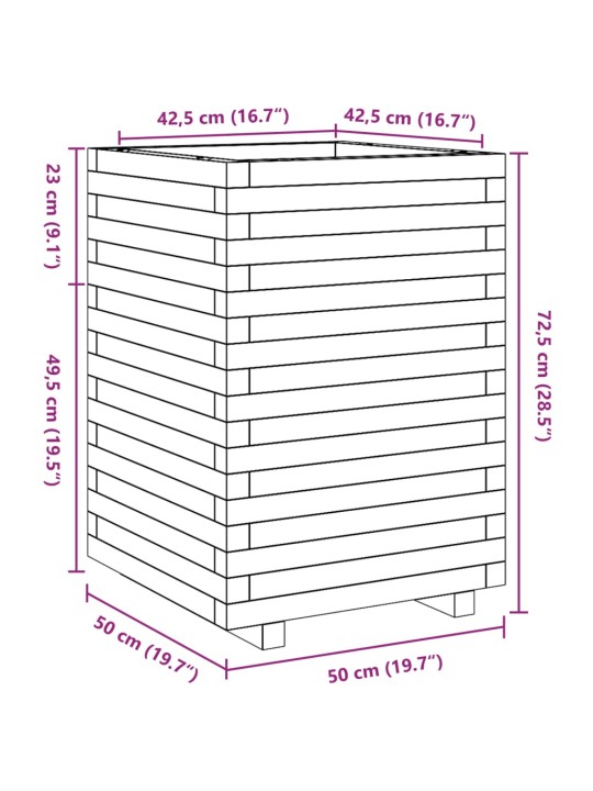 Zahradní truhlík 50 x 50 x 72,5 cm impregnované borové dřevo