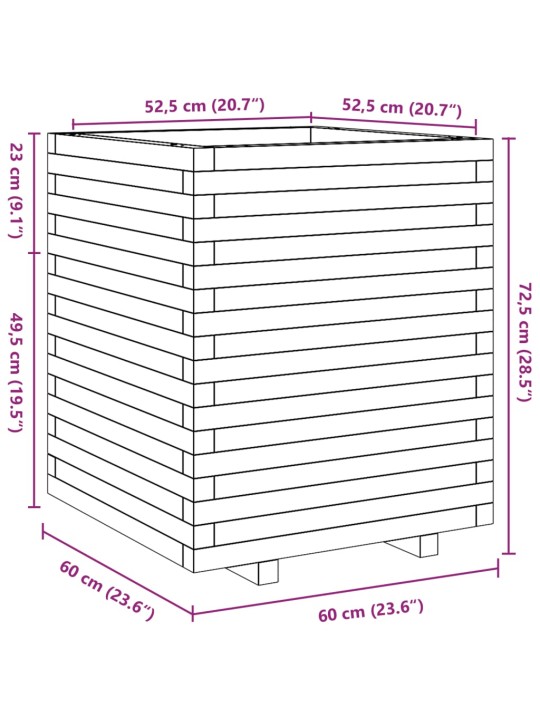 Zahradní truhlík 60 x 60 x 72,5 cm impregnované borové dřevo