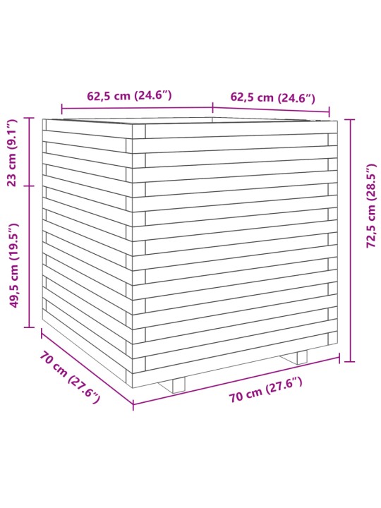 Zahradní truhlík bílý 70 x 70 x 72,5 cm masivní borové dřevo
