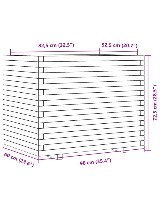 Zahradní truhlík 90 x 60 x 72,5 cm masivní borové dřevo