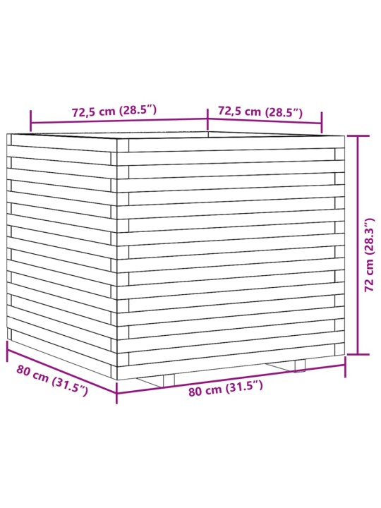 Zahradní truhlík 80 x 80 x 72 cm impregnované borové dřevo
