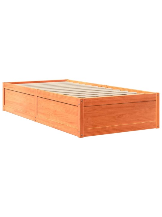 Postel s matrací voskově hnědá 100 x 200 cm masivní borovice