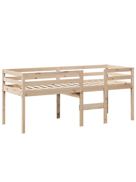 Patrová postel se střechou 80 x 200 cm masivní borové dřevo