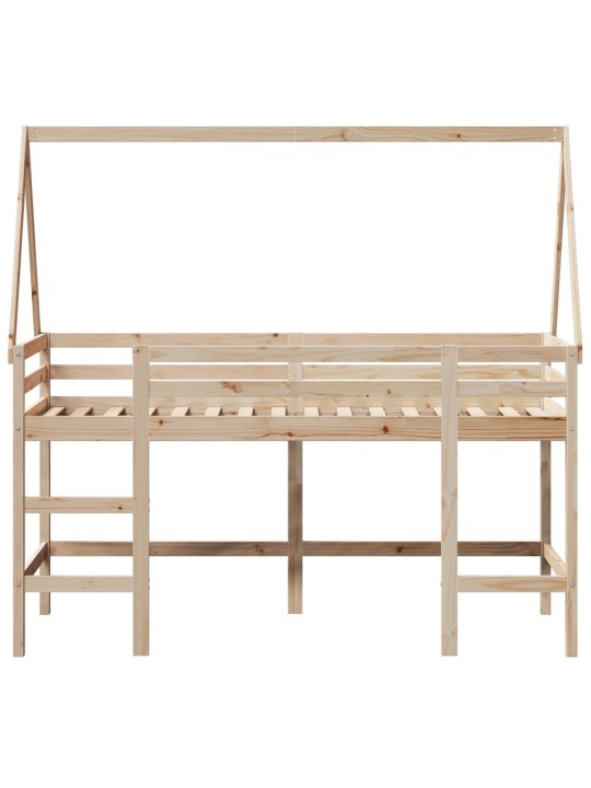 Patrová postel s žebříkem a střechou 80 x 200 cm borovice
