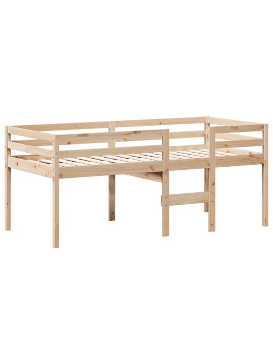 Patrová postel se střechou 90 x 200 cm masivní borové dřevo