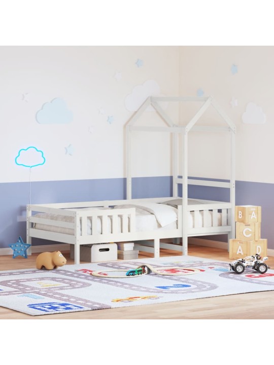 Rám postele se střechou bílý 90 x 200 cm masivní borovice