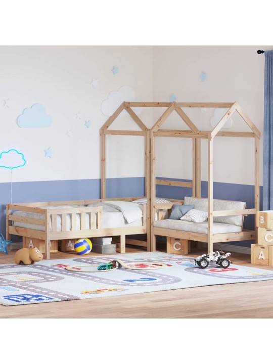 Postel a lavice se střechou 75 x 190 cm masivní borové dřevo