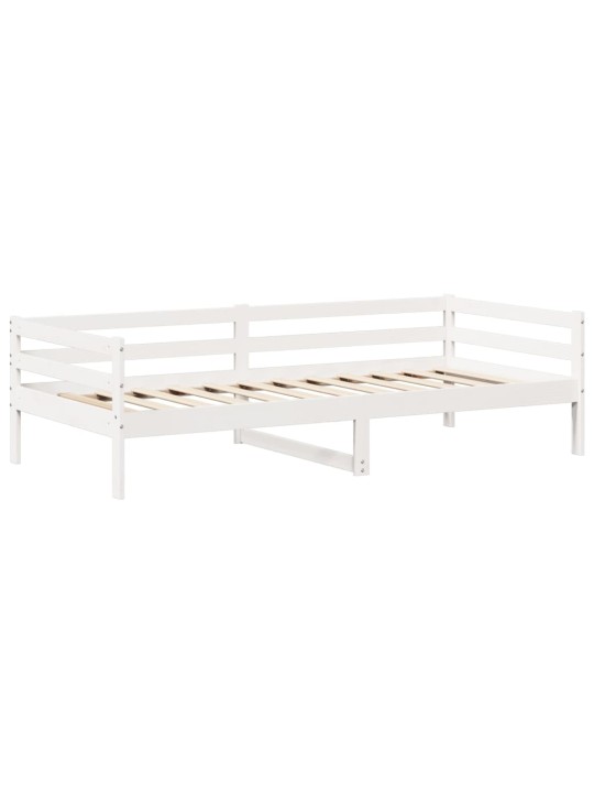 Válenda se střechou bílá 90 x 200 cm masivní borové dřevo