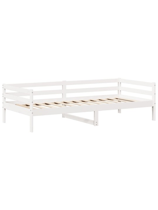 Válenda a lavice se střechou bílá 90x200cm masivní borové dřevo