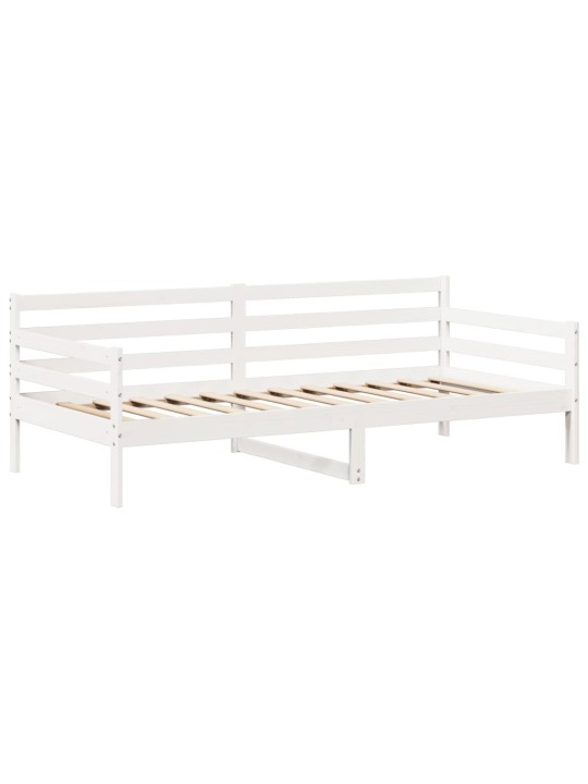 Válenda se střechou bílá 90 x 200 cm masivní borové dřevo