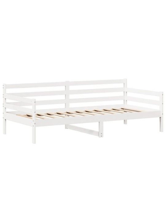 Válenda a lavice se střechou bílá 90x200cm masivní borové dřevo