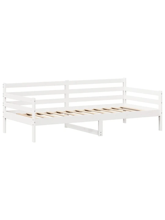 Válenda a lavice se střechou bílá 90x200cm masivní borové dřevo