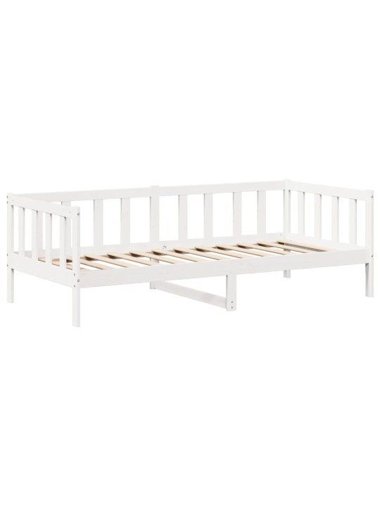 Válenda se střechou bílá 90 x 200 cm masivní borové dřevo