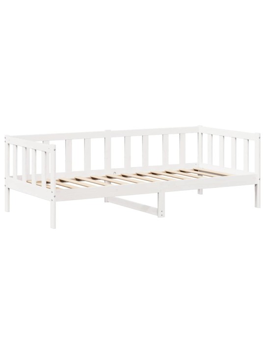Válenda se střechou bílá 80 x 200 cm masivní borové dřevo