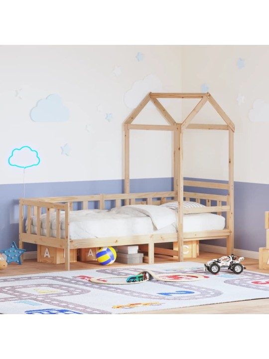 Válenda se střechou 90 x 190 cm masivní borové dřevo