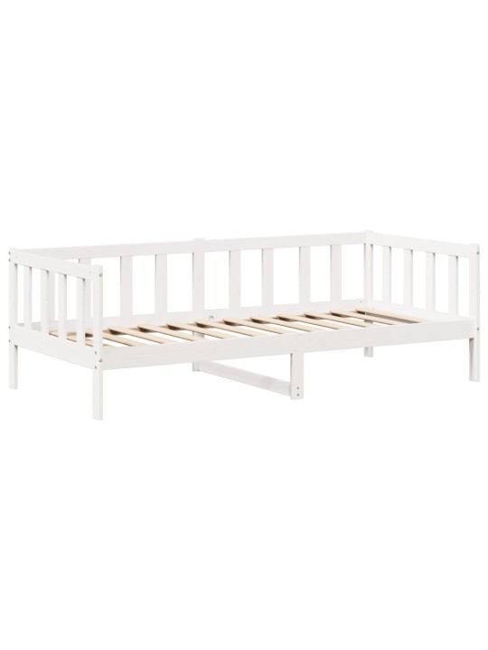 Válenda se střechou bílá 90 x 190 cm masivní borové dřevo