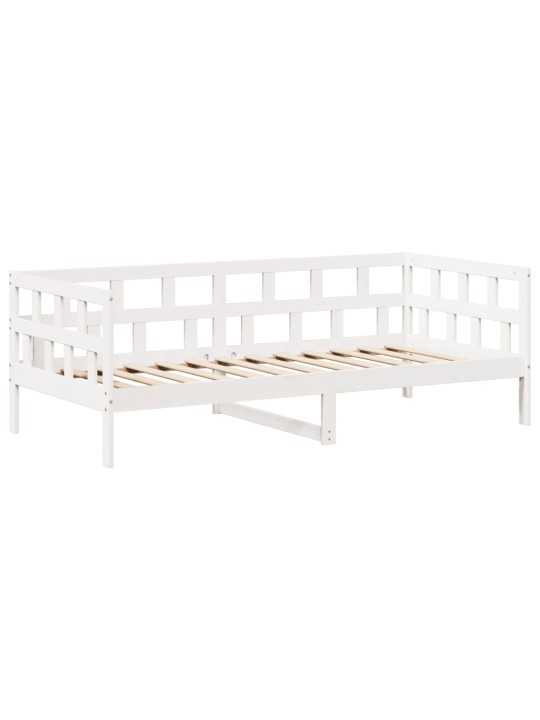 Válenda se střechou bílá 80 x 200 cm masivní borové dřevo