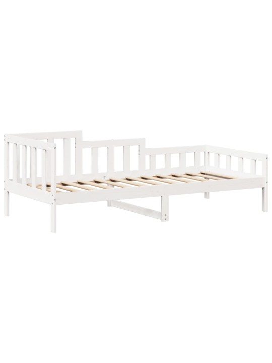 Válenda a lavice se střechou bílá 90x190cm masivní borové dřevo