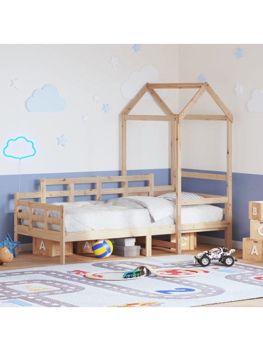 Válenda se střechou 90 x 200 cm masivní borové dřevo