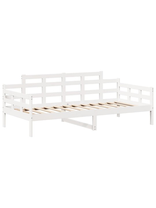 Válenda se střechou bílá 90 x 200 cm masivní borové dřevo