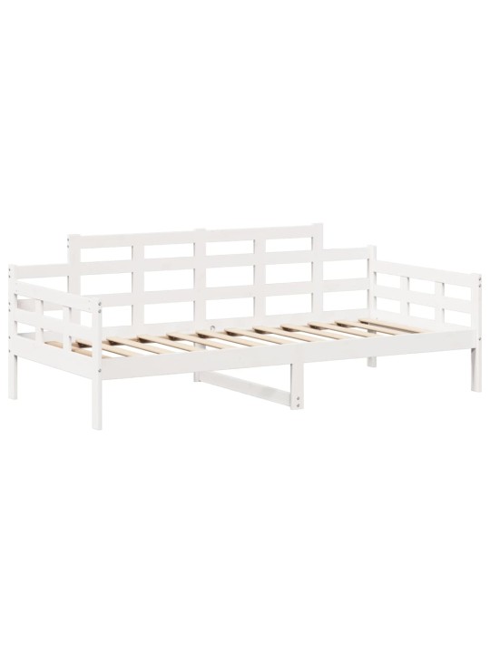 Válenda se střechou bílá 80 x 200 cm masivní borové dřevo